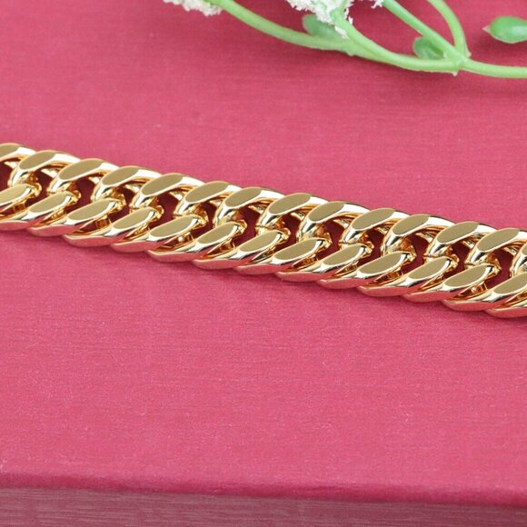 "Chunky Rose Gold Curb Chain Bracelet in Glossy Polished Finish, XPBL1159 - Picture 5 of 12